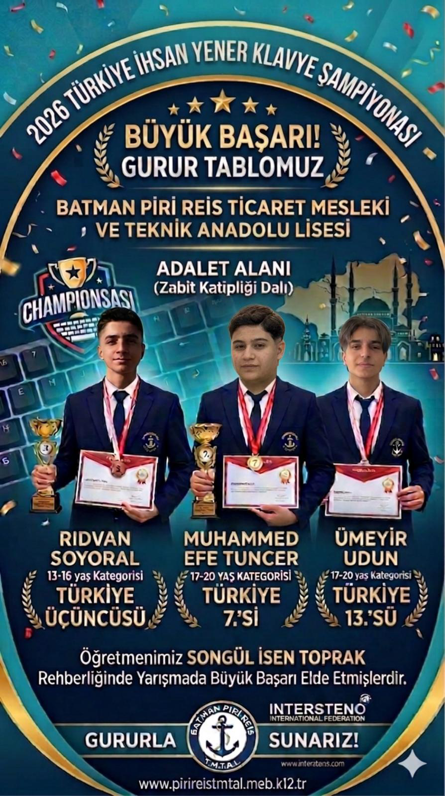 Batmanlı Öğrencilerden Klavye Şampiyonasında Türkiye Derecesi!